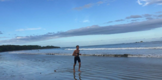 Running on beach in Costa Rica