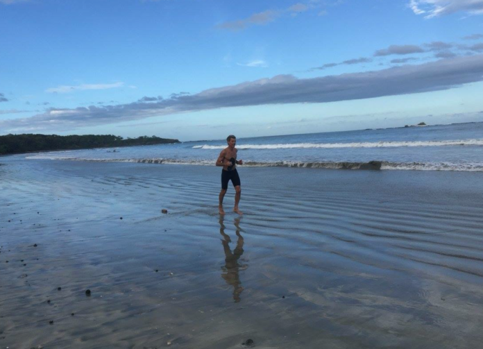 Running on beach in Costa Rica